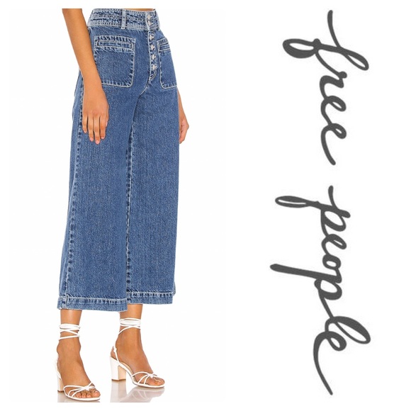 New Free People Colette Wide Leg in Indigo Blue - Picture 5 of 8